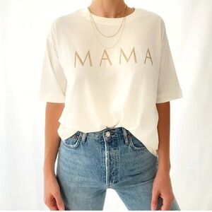 Favorite people shop women’s 100% cotton beige boxy MAMA t-shirt top size small